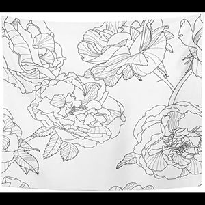 Black and White Rose Tapestry